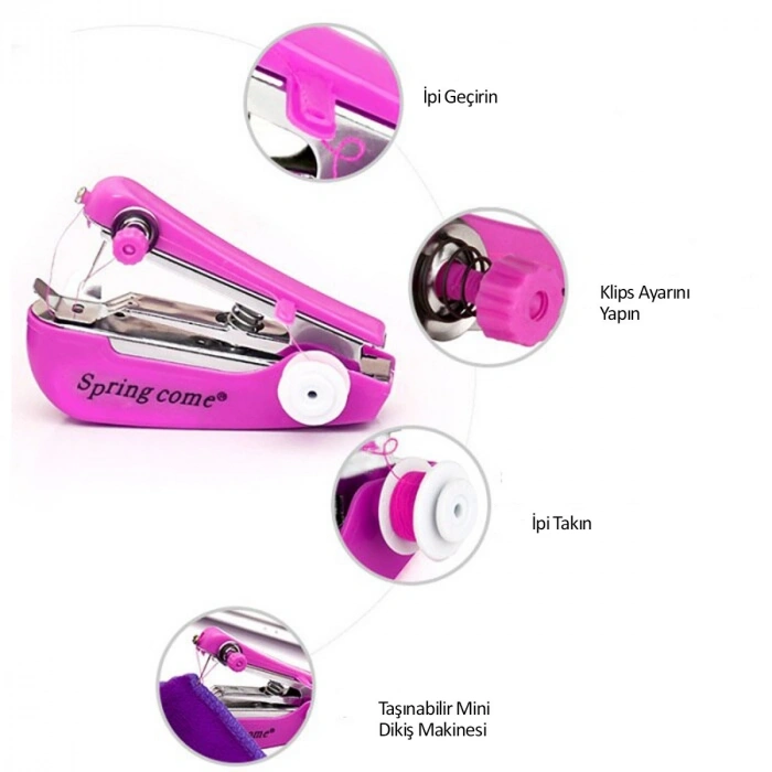 Mey İthalat®  Spring Come Mini Kolay Seyehat ve Ev Tipi El Dikiş Dikme Makinası