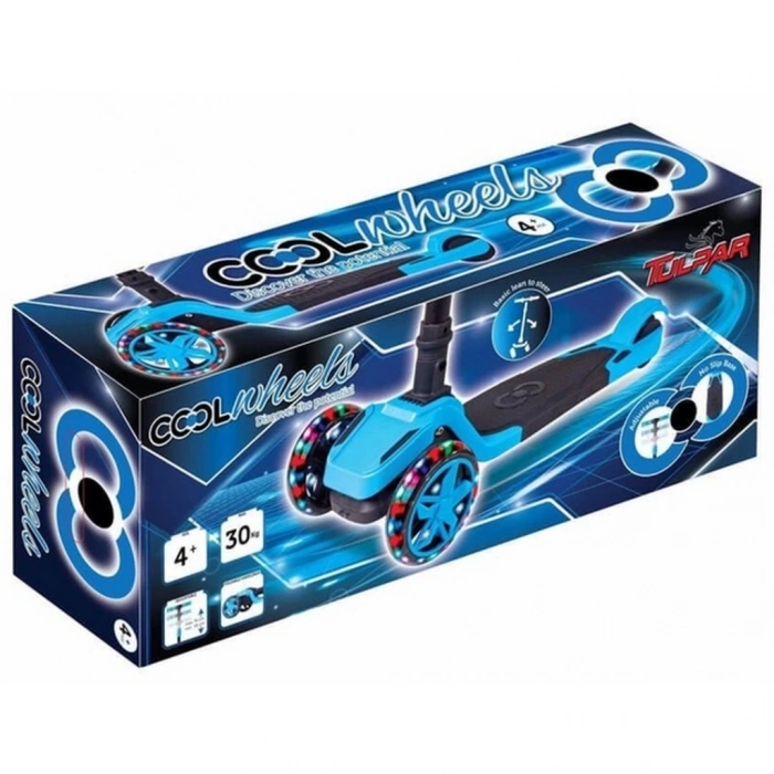 Mey İthalat®  Işıklı Katlanabilir Scooter Mavi