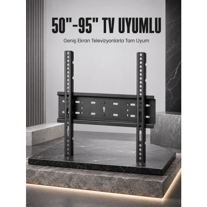 Mey İthalat® TV Duvar Askı Aparatı 50-95 İnç Uyumlu Güvenli Sabit Montaj