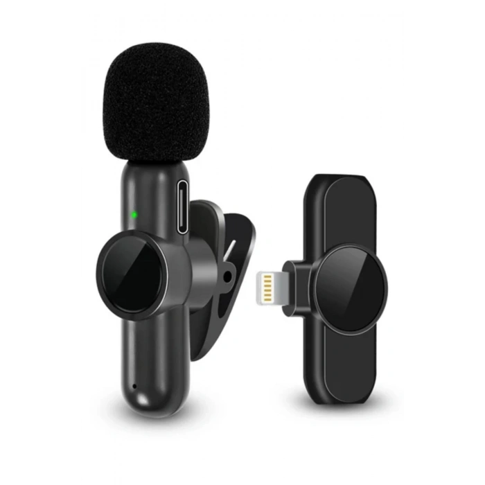 Mey İthalat®  Type C Uyumlu İphone Dönüştürücülü Kablosuz Yaka Mikrofonu Android ve İphone Uyumlu Mini Mikrofon