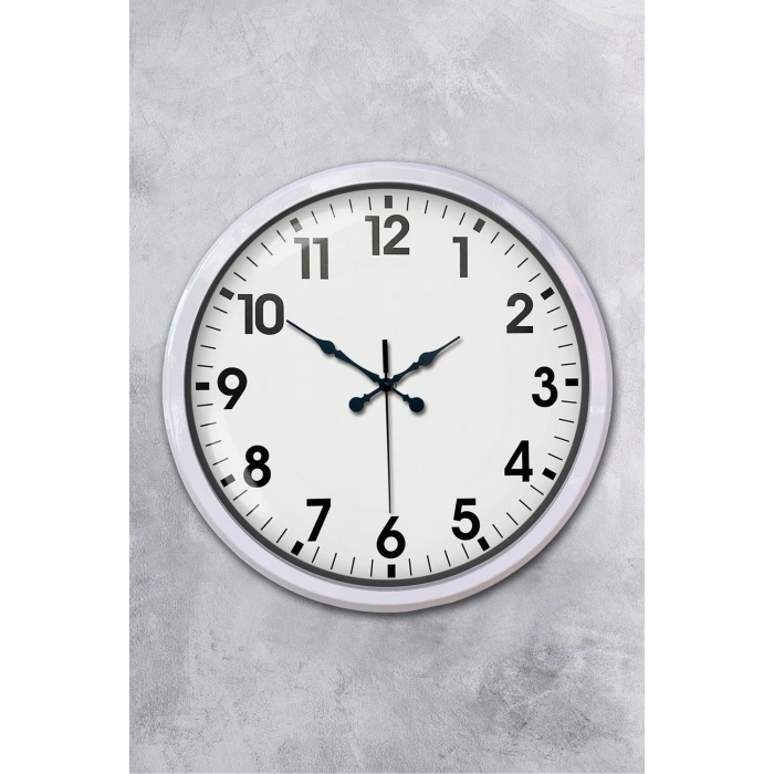 Mey İthalat® White Classic Modern 52 Cm Metal Duvar Saati