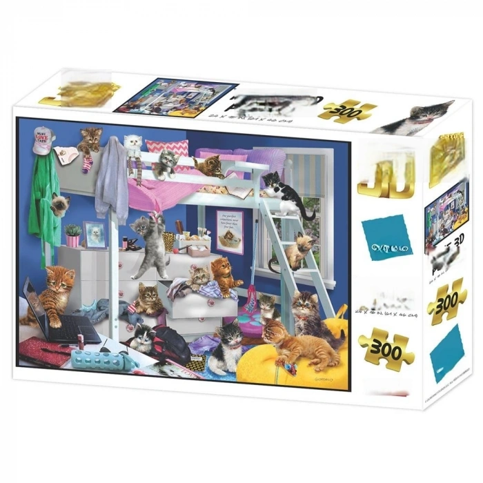 Mey İthalat® Yatak Odası Kedileri Puzzle 300 Parça