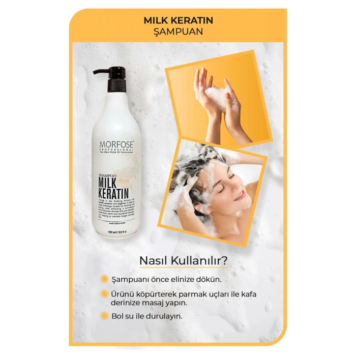 Milk Keratin Şampuan 1000 ML - Besleyici Koruyucu Etki
