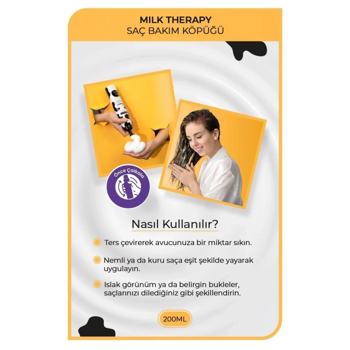 Milk Therapy Kremsi Saç Bakım Köpük 200 ML - Besleyici Koruyucu - mrfs