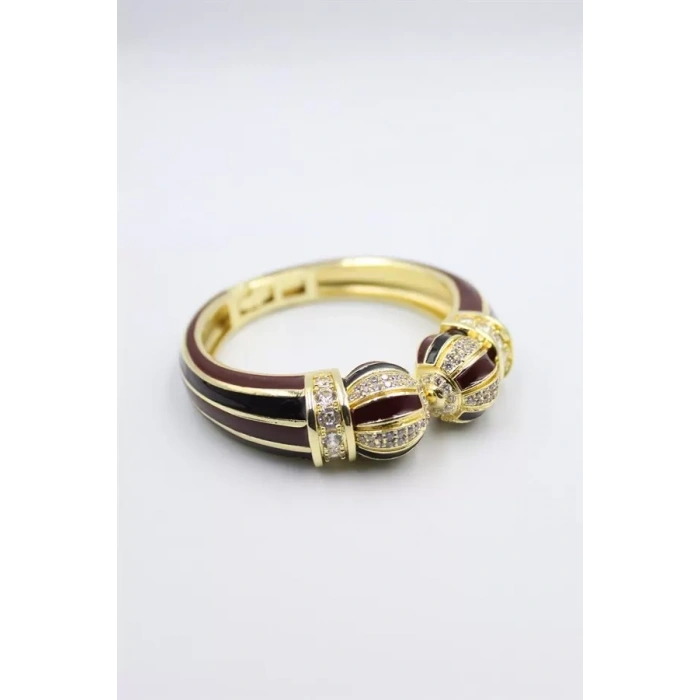 Mineli Kelepçe Bilezik - Kahverengi