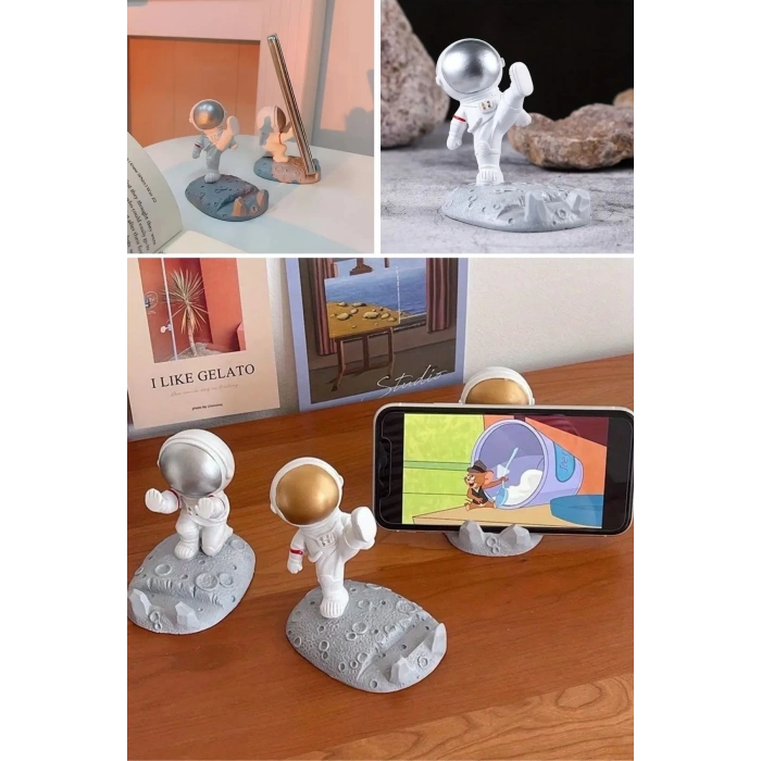 Mini Astronot Model Telefon ve Tablet Tutucu Standı