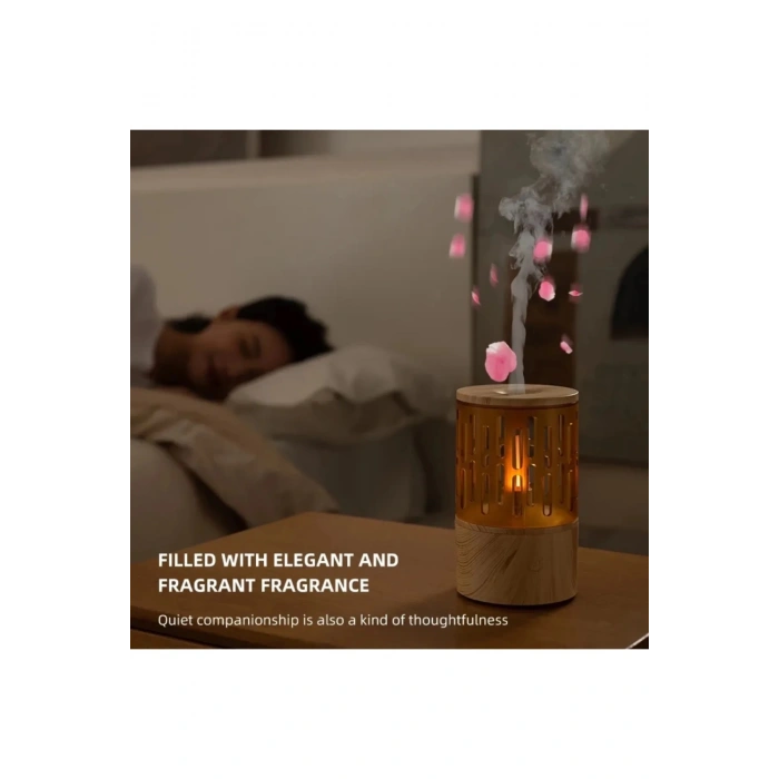 Mum Işığı Görünümlü Taşınabilir 125ml Kapasiteli Işıklı Aroma Yayıcı Hava Nemlendirici