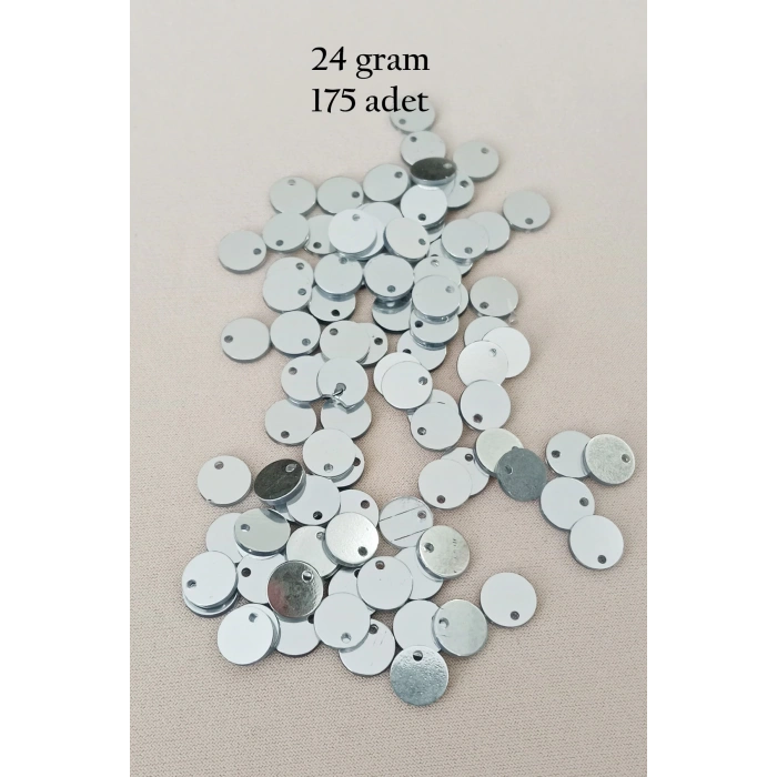 Oya Abiye Bileklik Kolye Pleksi Metalik Plastik Pul Gümüş Renk 24 gram 255 adet - BNC583