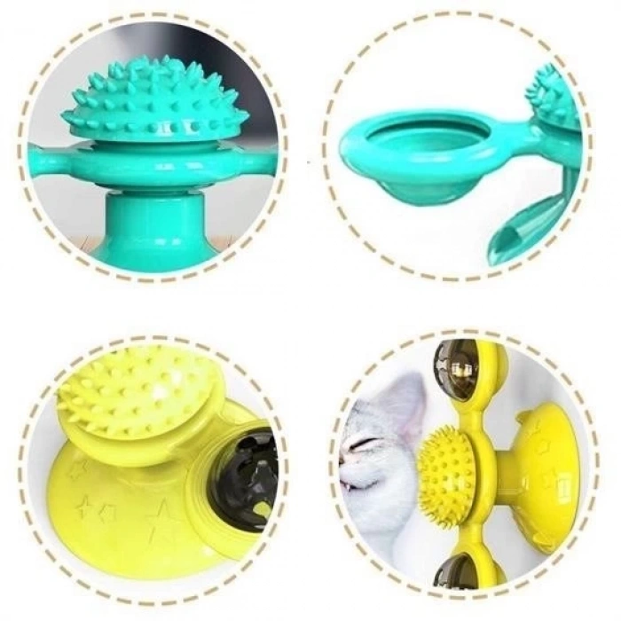 Pet Malzemeleri Vantuzlu Fırıldak Toplu Dönen Şeffaf Depo Tasarım İnteraktif Kedi Oyuncağı