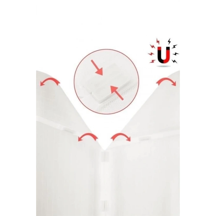 Pratik Manyetik Mıknatıslı Beyaz Kapı Pencere Sinekliği Tülü 90 x 210 cm