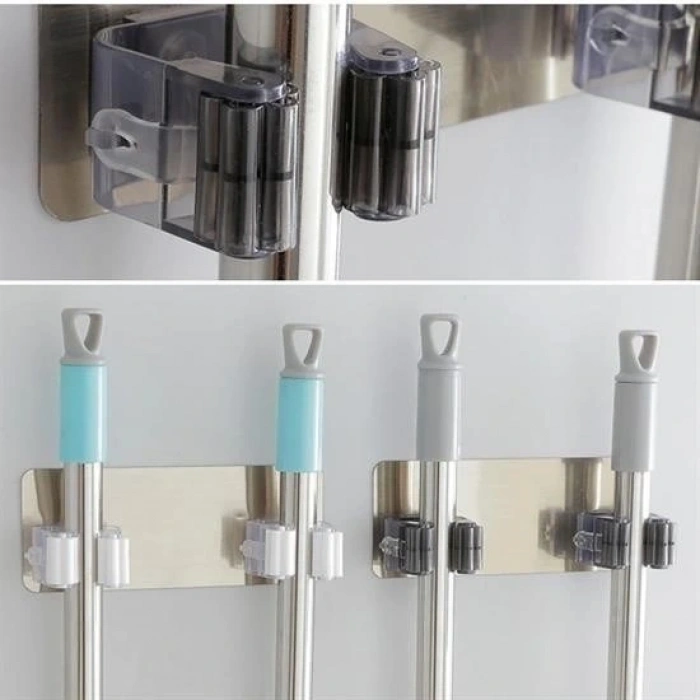 Pratik Organizer 4lü Yapışkanlı Fırça Paspas Mop Fırça Sabitleyici Ergonomik Alet Aparatı