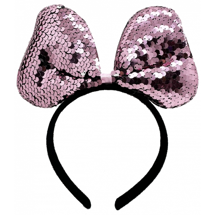 Renk Değiştiren Pullu Payetli Fiyonk Parti Tacı Pembe Gümüş Renk 20x16 Cm