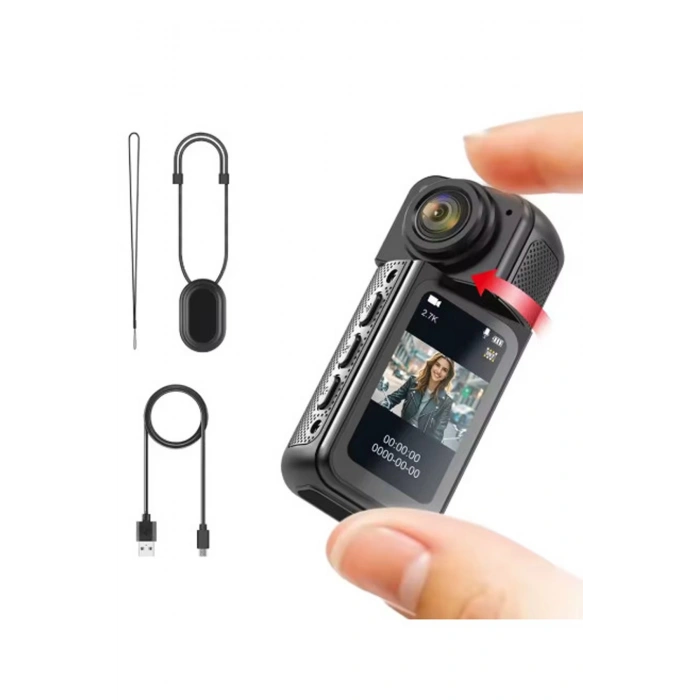 S70 Mıknatıslı Yaka Kamerası Hd Kalite, 30 Fps, Kolay Bağlantı, Boyun Askısı 2.7k Siyah