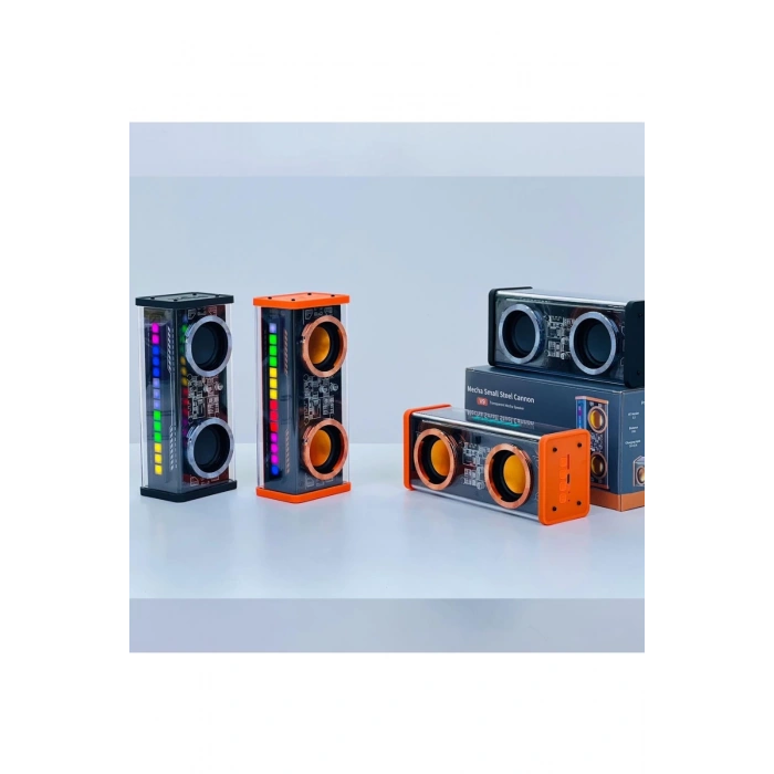 Şeffaf Mecha Müzik Tws Stereo Rgb İşıklı Hoparlör Kablosuz Bluetooth 5.0 Taşınabilir Hoparlör V9