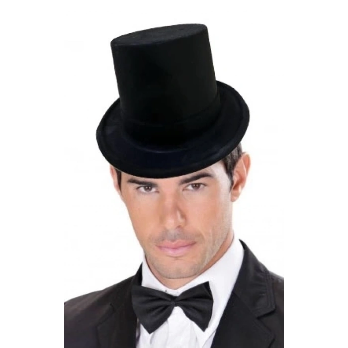 Siyah Renk Plastik Nubuk Kadife Kaplama Fötr Şapka 11 Cm