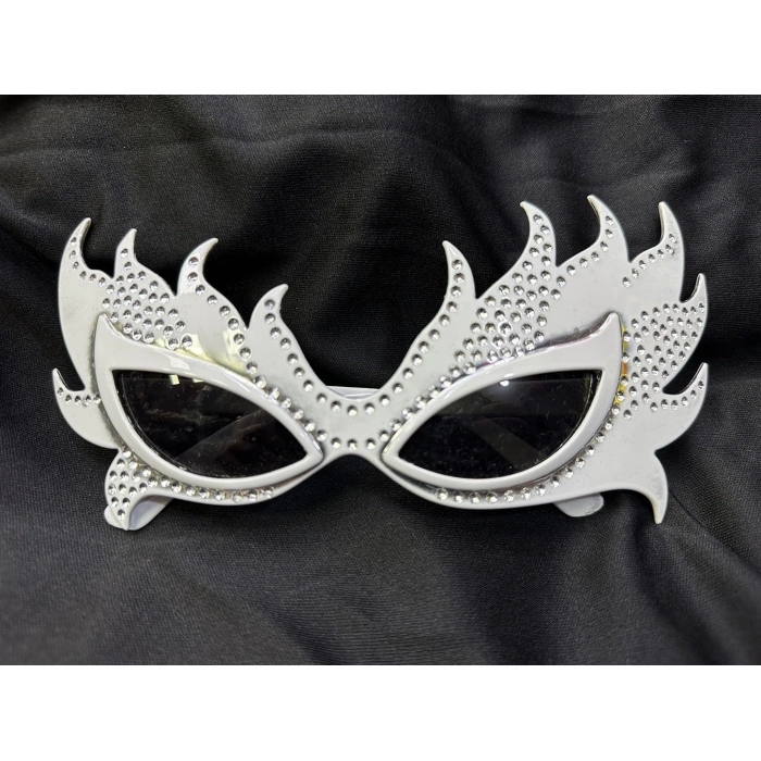 Taşlı Göz Kamaştıran Gecenin Yıldızı Beyaz Parti Alev Gözlük