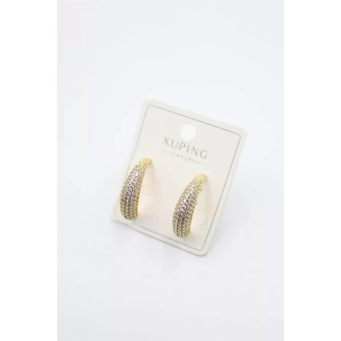 Taşlı Halka Küpe - Altın