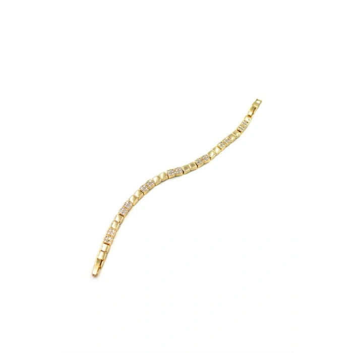 Taşlı Kare VİP Bileklik - Altın