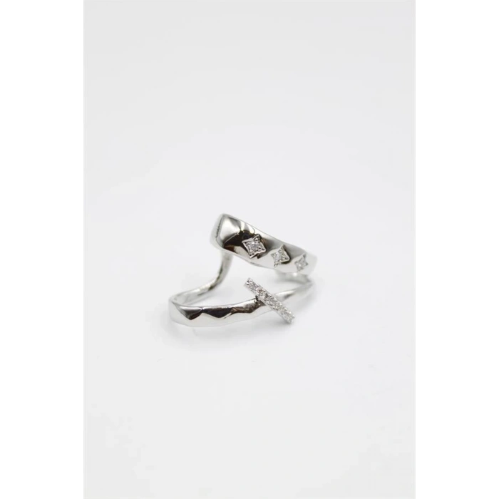 Taşlı Kıkırdak Küpe - Gümüş