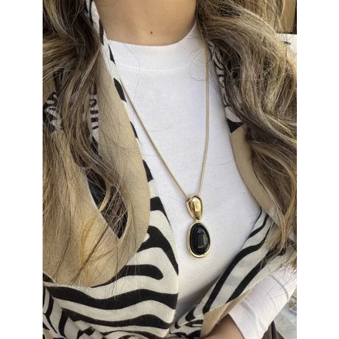 Taşlı Kolye - Siyah