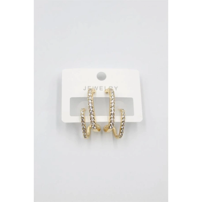 Taşlı Küpe - Altın