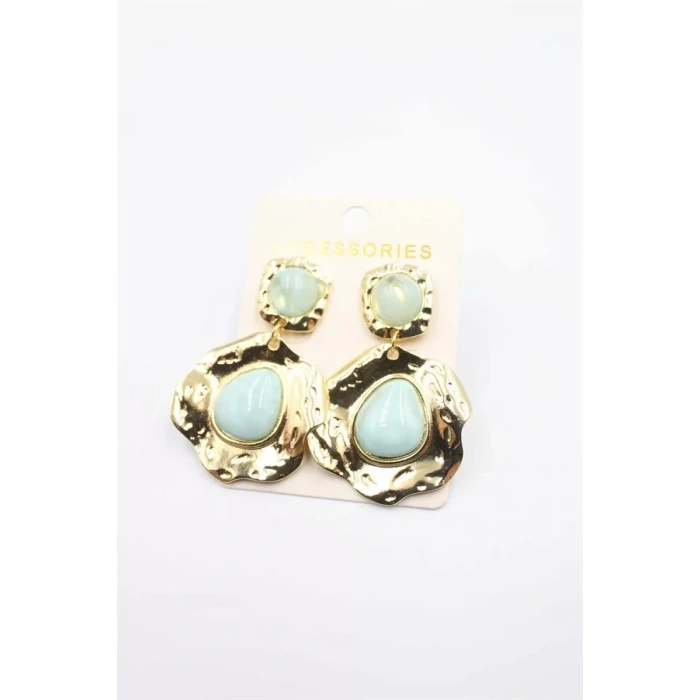 Taşlı Küpe - Turkuaz