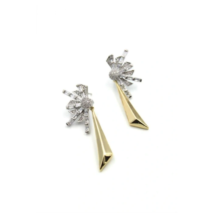 Taşlı Sallantılı Küpe - Altın