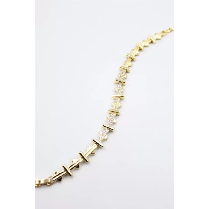 Taşlı Üçgen Bileklik - Altın