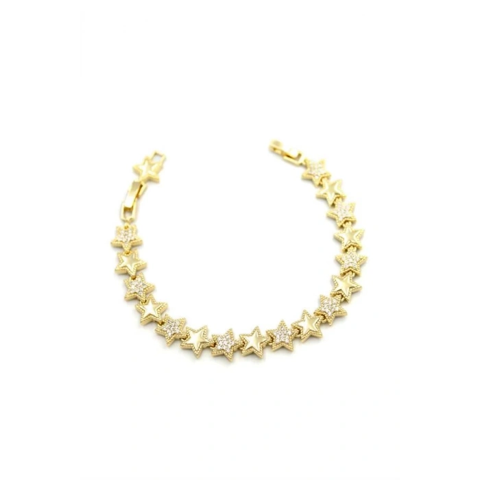 Taşlı Yıldız Bileklik - Altın