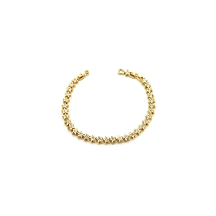 Taşlı Yıldız VİP Bileklik - Altın