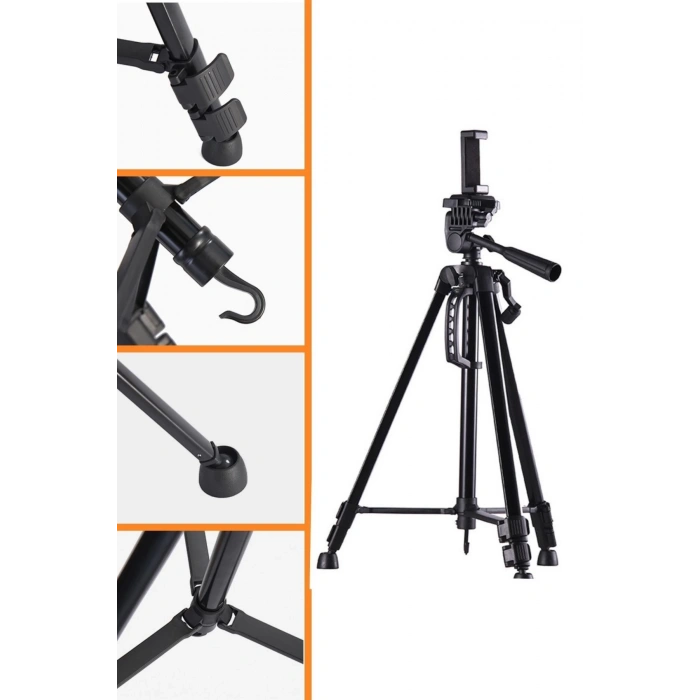 Telefon ve Fotoğraf Makinası Takılabilen Bluetooth Kumandalı 146 cm Tripod