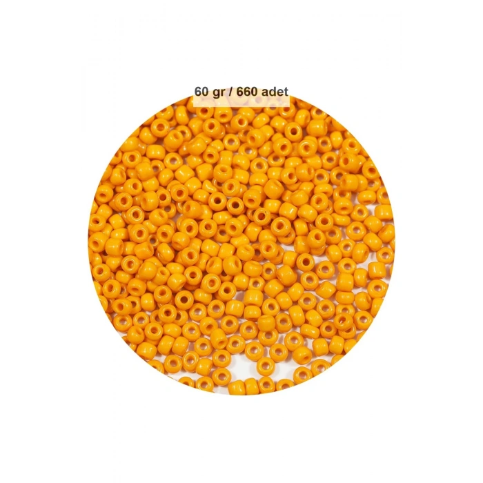 Turuncu Renk 4 mm Yaklaşık 660 adet / 60 gram Cam Boncuk Oya Yazma Bileklik ve Kolye