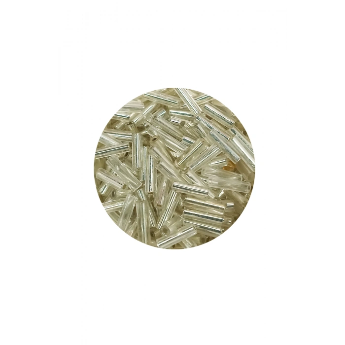 Uzun Boru Kesme Boncuk Çap 2mm Uzunluk 10 mm - 20 Gram - Gümüş - BNC232