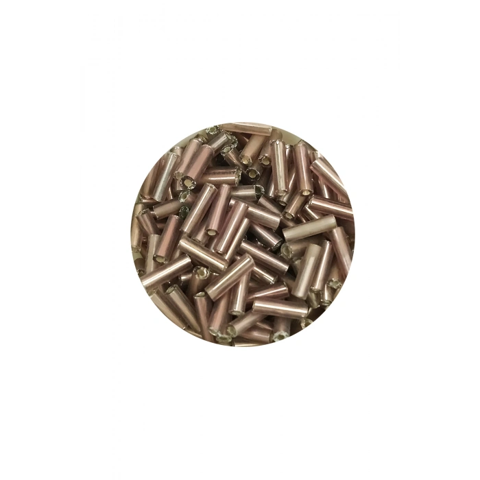 Uzun Boru Kesme Boncuk Çap 2mm Uzunluk 10 mm - 20 Gram - Koyu Bej - BNC225
