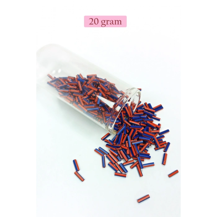 Uzun Boru Kesme Boncuk Çap 2mm Uzunluk 10 mm - 4 Renk - Toplam 80 Gram - BNC429