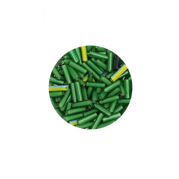 Uzun Boru Kesme Boncuk Çap 2mm Uzunluk 10 mm - 60 Gram - Yeşil - BNC295