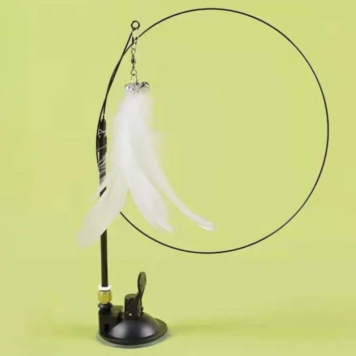 Vantuzlu Tüylü Zilli Olta Kedi Oyuncağı 2 Oltalı