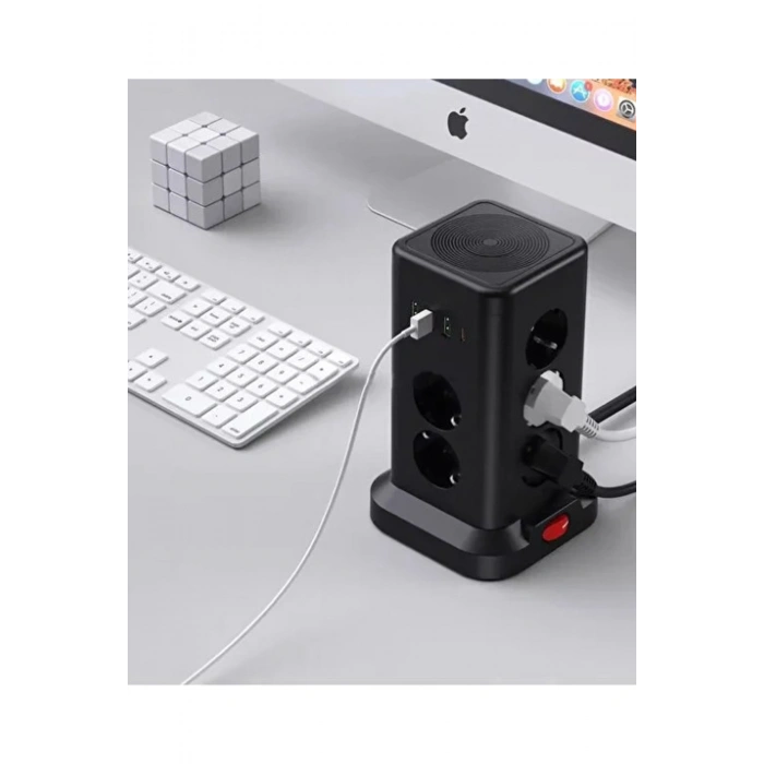 Wp711 Akım Korumalı Priz Kablosuz Şarj İstasyonu 11x Soket 3x Usb 1xtype-c Kablolu Grup Priz