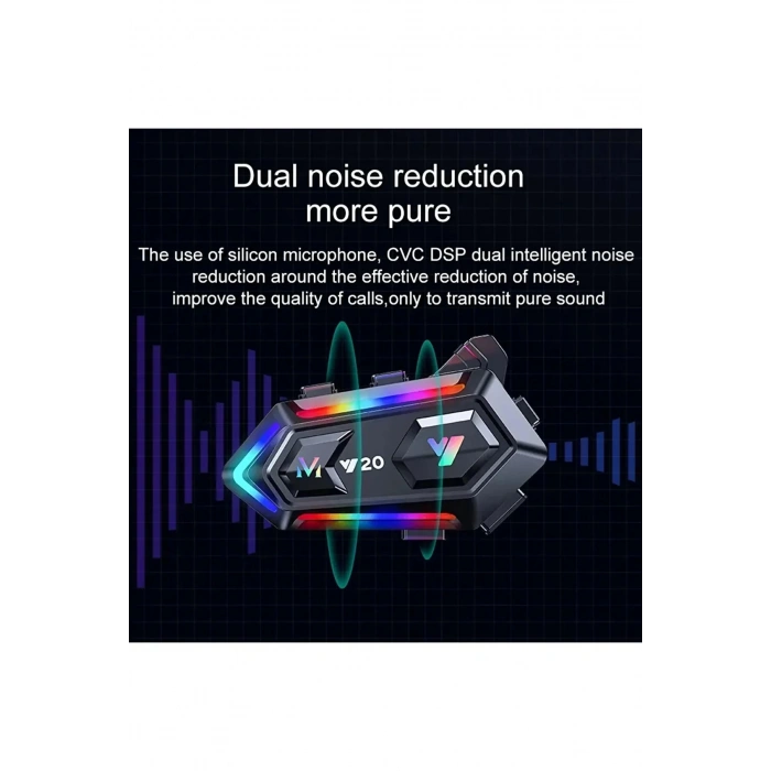 Y20 Motor Kurye Kask Kulaklık Rgb Modlu Bluetooth Motosiklet Kulaklık 5.3 Bluetooth Interkom