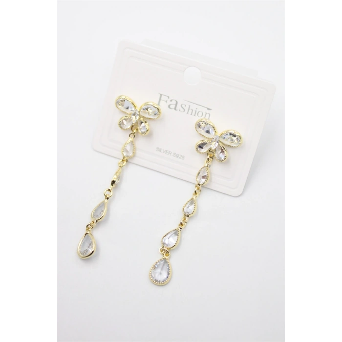 Zirkon Taşlı Küpe - Altın