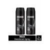 2 Adet Axe Erkek Deodorant & Bodyspray Black 48 Saat Etkileyici Koku Vücut Spreyi 150 ml