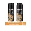 2 Adet Axe Erkek Sprey Deodorant Leather & Cookies 48 Saat Etkileyeci Koku 150 ml
