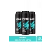 3 Adet Axe Erkek Sprey Deodorant Apollo 48 Saat Etkileyici Koku Vücut Spreyi 150 ml