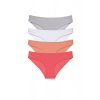 4 adet Süper Eko Set Likralı Kadın Slip Külot Gri Beyaz Pudra Fuşya