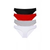 4 adet Süper Eko Set Likralı Kadın Slip Külot Siyah Kırmızı Gri Beyaz