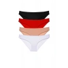 4 adet Süper Eko Set Likralı Kadın Slip Külot Siyah Kırmızı Ten Beyaz