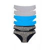 6 Adet Likralı Kadın Slip Külot Leopar Gri Mavi