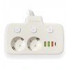 Akım Korumalı 2’li Ayrı Anahtarlı Priz, 2x Priz, 3x Usb, 1x Type-c, 2 Mt Kablo, Hızlı Şarj