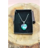 Azurit Doğal Taşı Zincirli El Yapımı Kolye Uç: 2 cm Zincir: 20 cm Kutulu