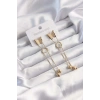 BFS 316L Çelik Altın Renk Sallantılı Düğüm Model Kelebek Küpe